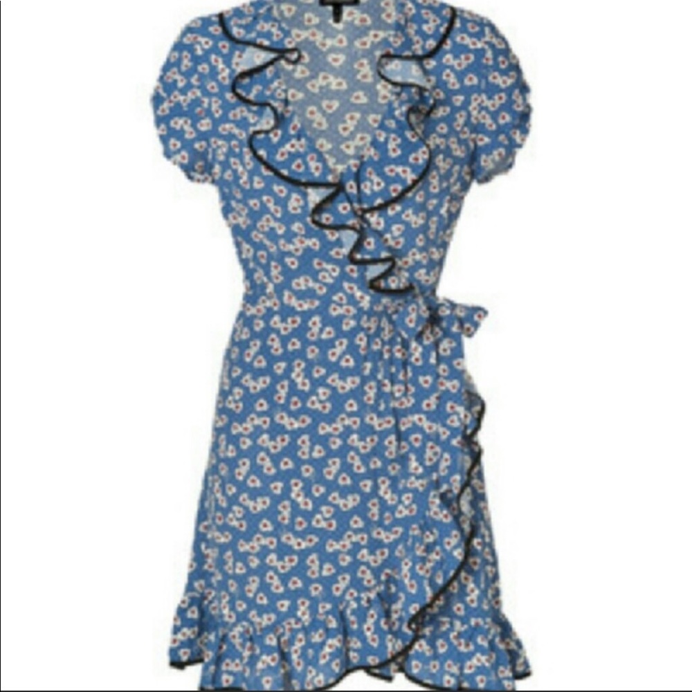 Juicy Couture Crepe Wrap Dress in Light Blue SIZE4